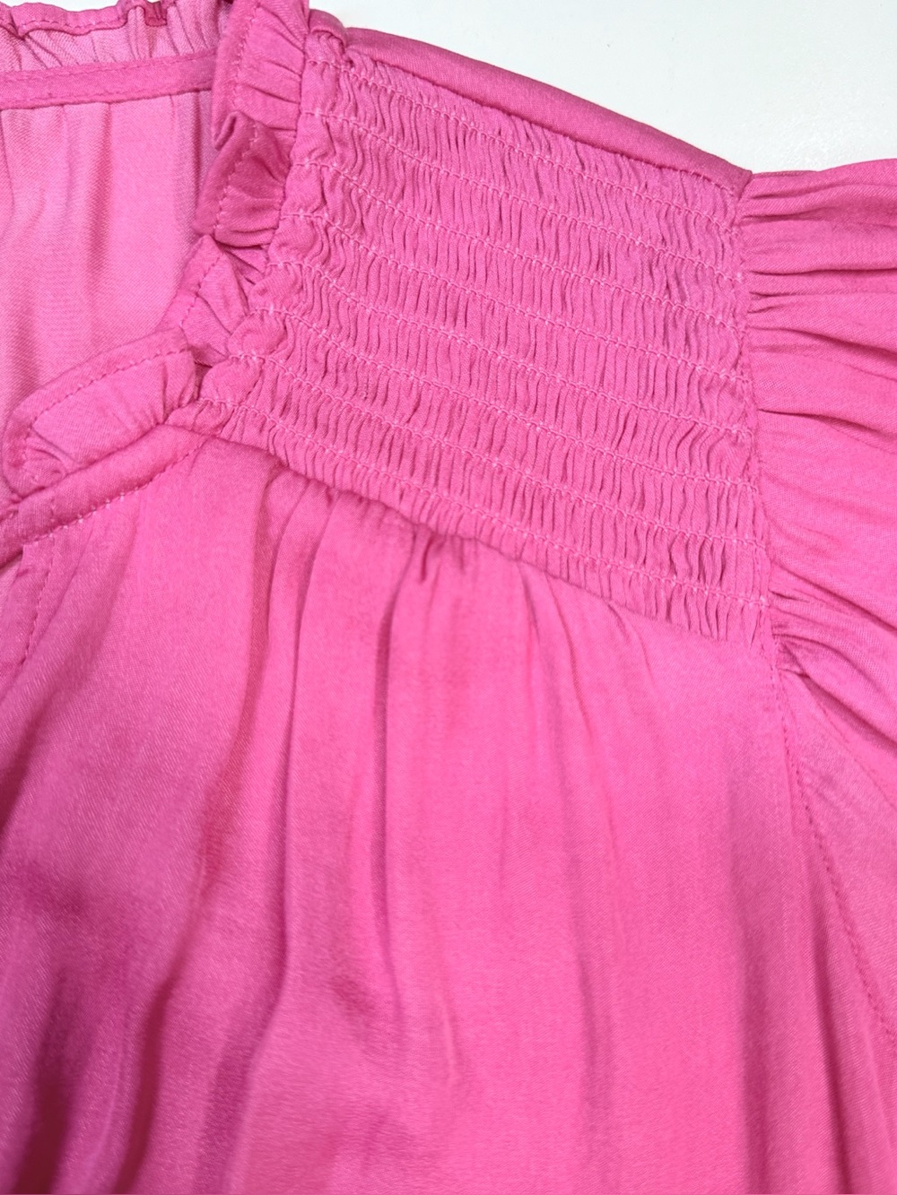 Anthropologie Maison d’Amélie Paris Pink Smocked Flutter Sleeve Blouse S - Picture 7 of 8